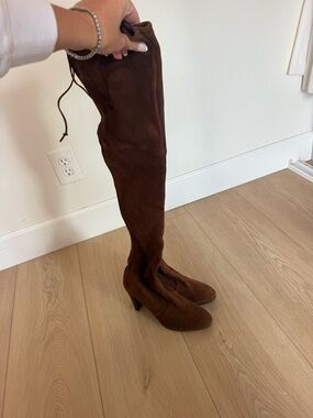 Stuart Weitzman Brown Suede Over-the-Knee Heeled Boots